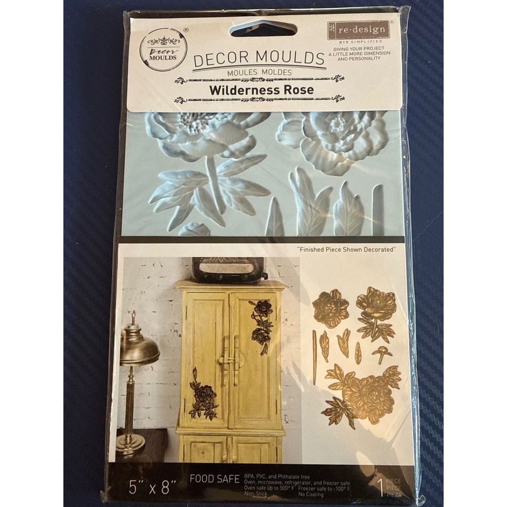 Re-design with Prima Wilderness Rose Decor Mould 5x8 Silicone Floral DIY Craft